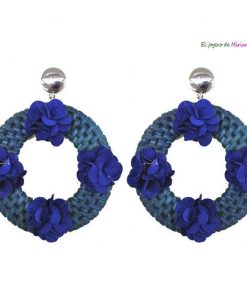Aros flores azul petróleo